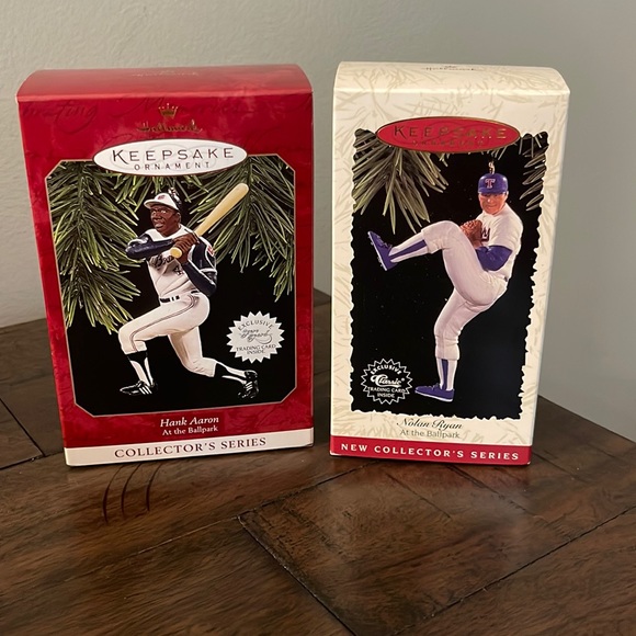 Nolan Ryan and Hank Aaron Hallmark Baseball Collector Series Ornaments - Picture 1 of 11